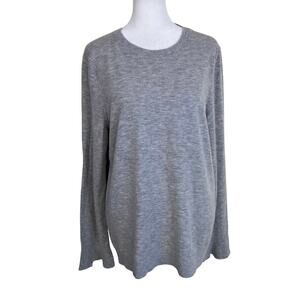 Talbots Sz L Wool Blend Flare Sleeve Crewneck Sweater Modest Winter Basic Soft